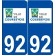 92 Courbevoie logo autocollant plaque stickers ville