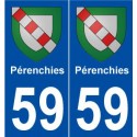 59 Pérenchies blason autocollant plaque stickers ville