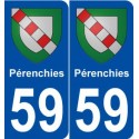 59 Pérenchies blason autocollant plaque stickers ville