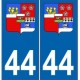 44 Loire-Atlantique autocollant plaque blason armoiries stickers département