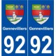 92 Gennevilliers blason autocollant plaque stickers ville