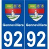 92 Gennevilliers blason autocollant plaque stickers ville
