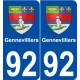 92 Gennevilliers blason autocollant plaque stickers ville