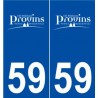 59 Provin logo autocollant plaque stickers ville
