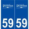 59 Provin logo autocollant plaque stickers ville