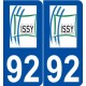 92 Issy-les-Moulineaux logo autocollant plaque stickers ville