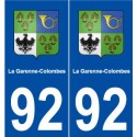 92 La Garenne-Colombes blason autocollant plaque stickers ville