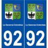 92 La Garenne-Colombes blason autocollant plaque stickers ville