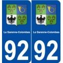 92 La Garenne-Colombes blason autocollant plaque stickers ville