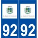92 La Garenne-Colombes logo autocollant plaque stickers ville