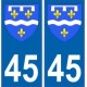 45 Loiret autocollant plaque blason armoiries stickers département