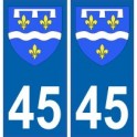 45 Loiret autocollant plaque blason armoiries stickers département