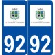 92 La Garenne-Colombes logo autocollant plaque stickers ville