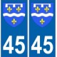 45 Loiret autocollant plaque blason armoiries stickers département