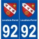 92 Levallois-Perret blason autocollant plaque stickers ville