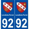 92 Levallois-Perret blason autocollant plaque stickers ville