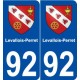 92 Levallois-Perret blason autocollant plaque stickers ville