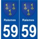 59 Raismes blason autocollant plaque stickers ville