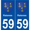 59 Raismes blason autocollant plaque stickers ville
