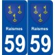 59 Raismes blason autocollant plaque stickers ville