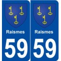 59 Raismes blason autocollant plaque stickers ville