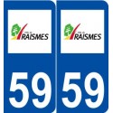 59 Raismes logo autocollant plaque stickers ville