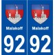 92 Malakoff blason autocollant plaque stickers ville