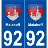 92 Malakoff blason autocollant plaque stickers ville