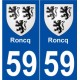 59 Roncq blason autocollant plaque stickers ville