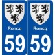 59 Roncq blason autocollant plaque stickers ville