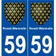 59 Roost-Warendin blason autocollant plaque stickers ville