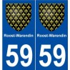 59 Roost-Warendin blason autocollant plaque stickers ville