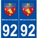 92 Marnes-la-Coquette blason autocollant plaque stickers ville