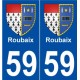 59 Roubaix blason autocollant plaque stickers ville