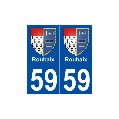59 Roubaix blason autocollant plaque stickers ville