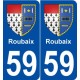 59 Roubaix blason autocollant plaque stickers ville