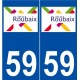 59 Roubaix logo autocollant plaque stickers ville