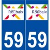 59 Roubaix logo autocollant plaque stickers ville