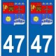 47 Lot et Garonne autocollant plaque blason armoiries stickers département