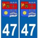 47 Lot et Garonne autocollant plaque blason armoiries stickers département