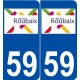 59 Roubaix logo autocollant plaque stickers ville