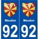 92 Meudon blason autocollant plaque stickers ville