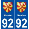 92 Meudon blason autocollant plaque stickers ville