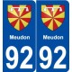 92 Meudon blason autocollant plaque stickers ville