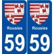 59 Rousies blason autocollant plaque stickers ville