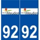 92 Meudon logo autocollant plaque stickers ville