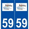 59 Rousies logo autocollant plaque stickers ville