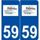 59 Rousies logo autocollant plaque stickers ville