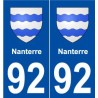 92 Nanterre blason autocollant plaque stickers ville