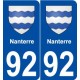 92 Nanterre blason autocollant plaque stickers ville
